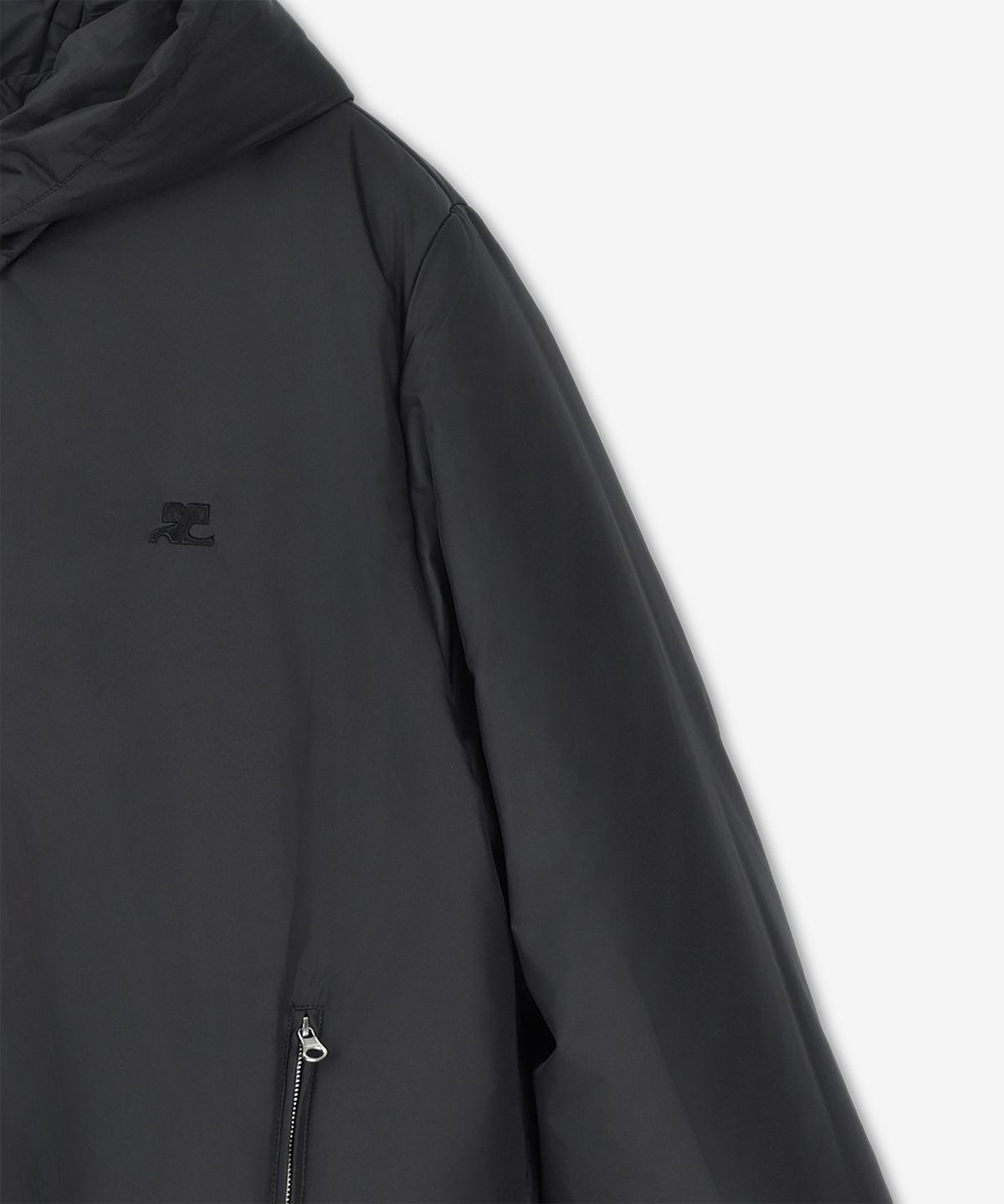 꾸레쥬(COURREGES) AC 나일론 후드 푸퍼 패딩 - 블랙 / 324CMA155PL01129999