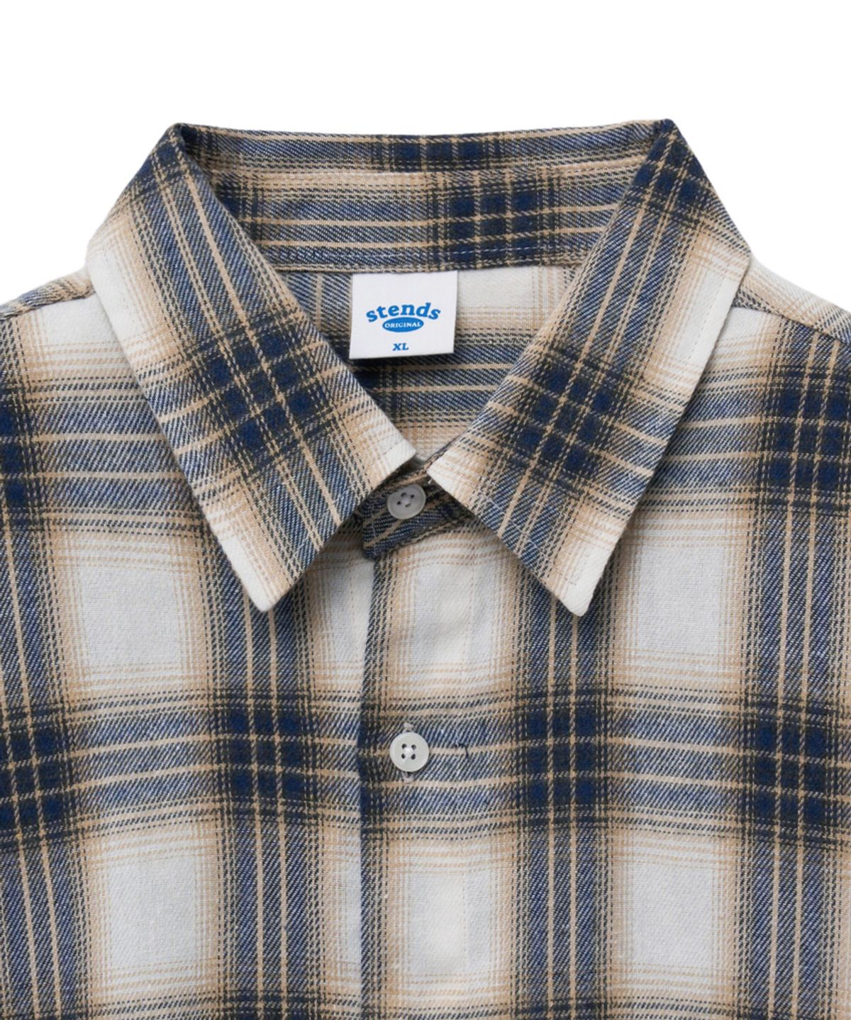 스탠즈(STENDS) [M~4XL] 올데이 베이직 체크 셔츠_ST-06 (아이보리)