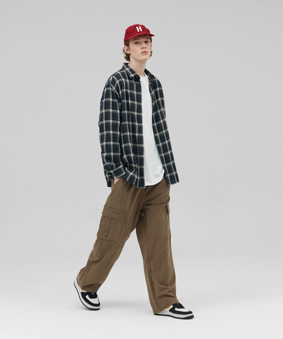 스탠즈(STENDS) [M~4XL] 올데이 베이직 체크 셔츠_ST-07 (네이비)