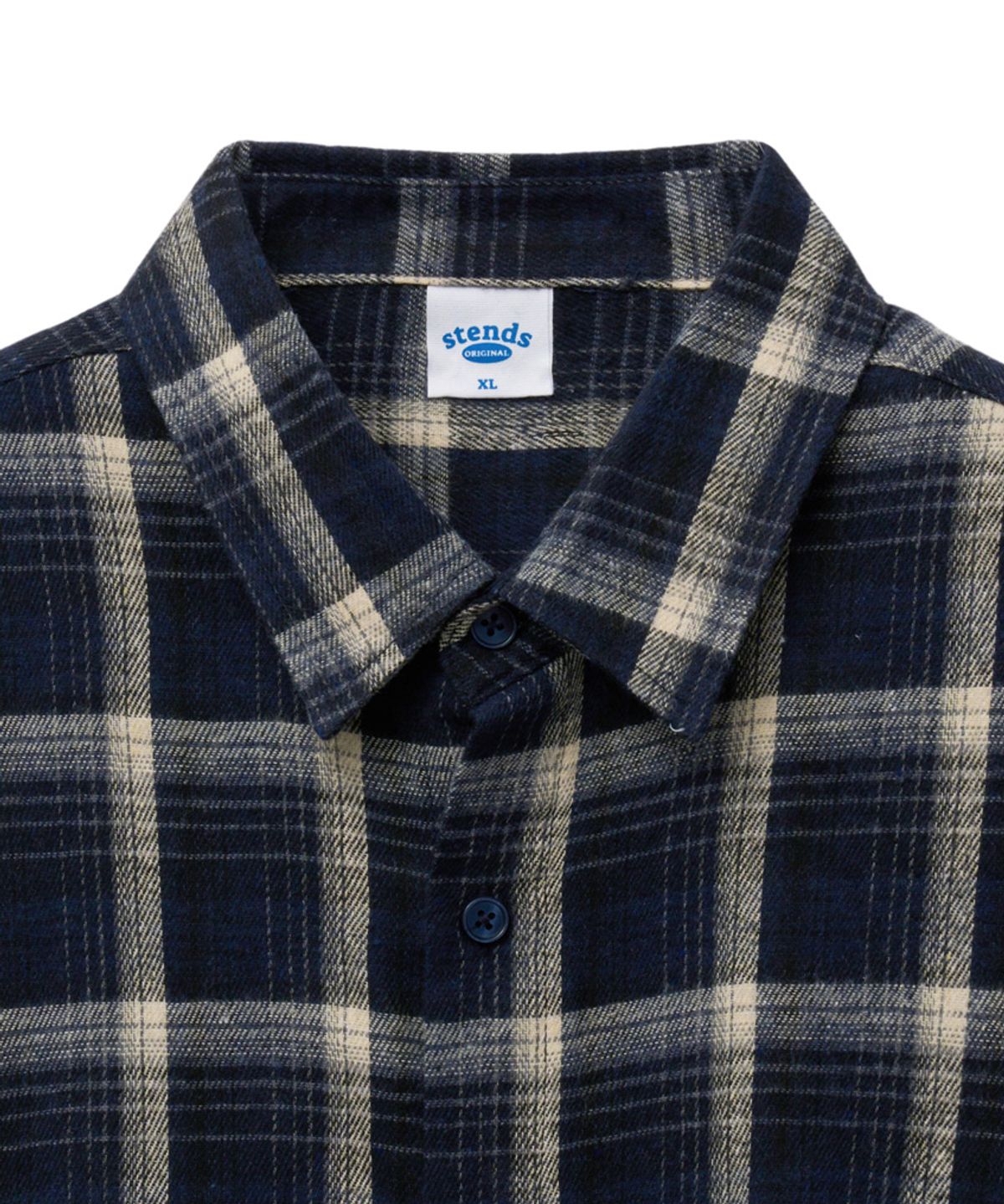 스탠즈(STENDS) [M~4XL] 올데이 베이직 체크 셔츠_ST-07 (네이비)