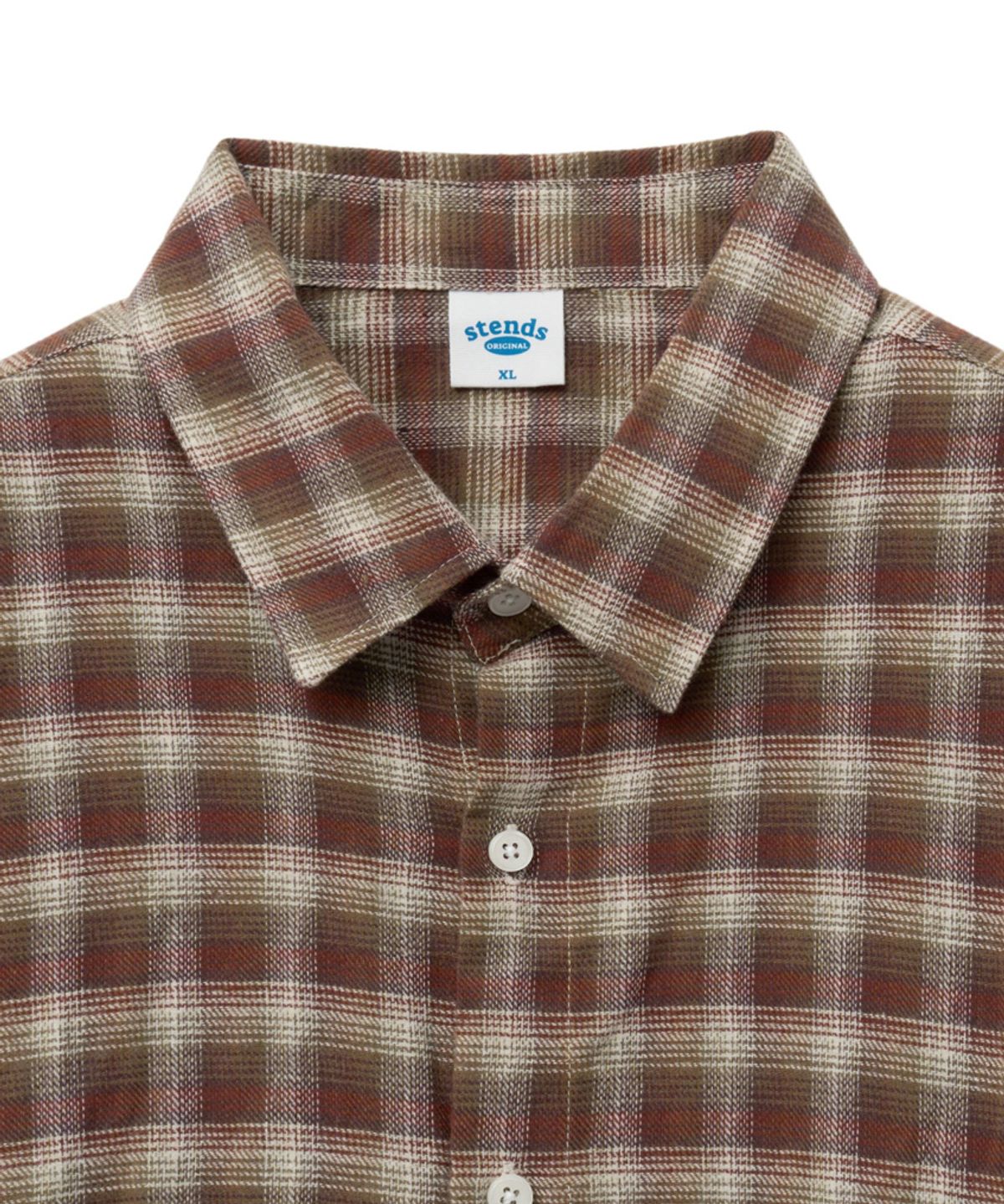 스탠즈(STENDS) [M~4XL] 올데이 베이직 체크 셔츠_ST-09 (브라운)