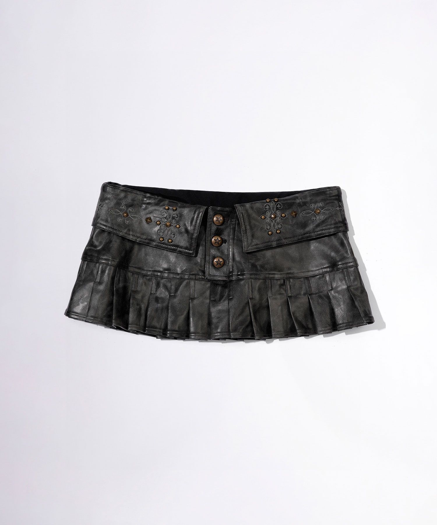 MUSINSA | SCULPTOR Western Faux Leather Micro Skirt Black