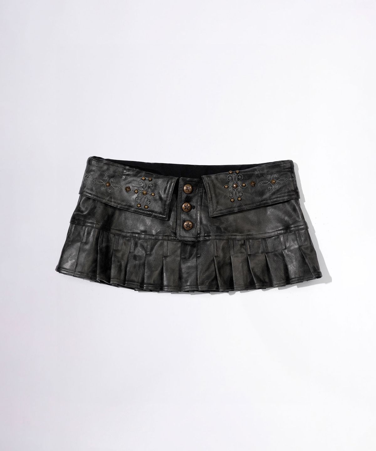 스컬프터(SCULPTOR) Western Faux Leather Micro Skirt Black