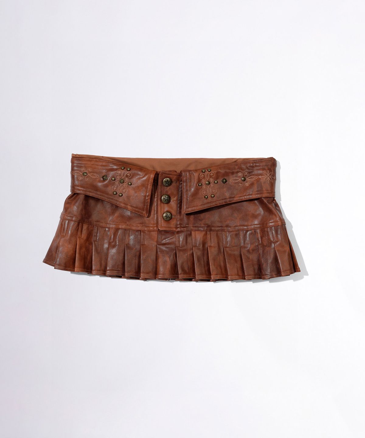 스컬프터(SCULPTOR) Western Faux Leather Micro Skirt Red Brown