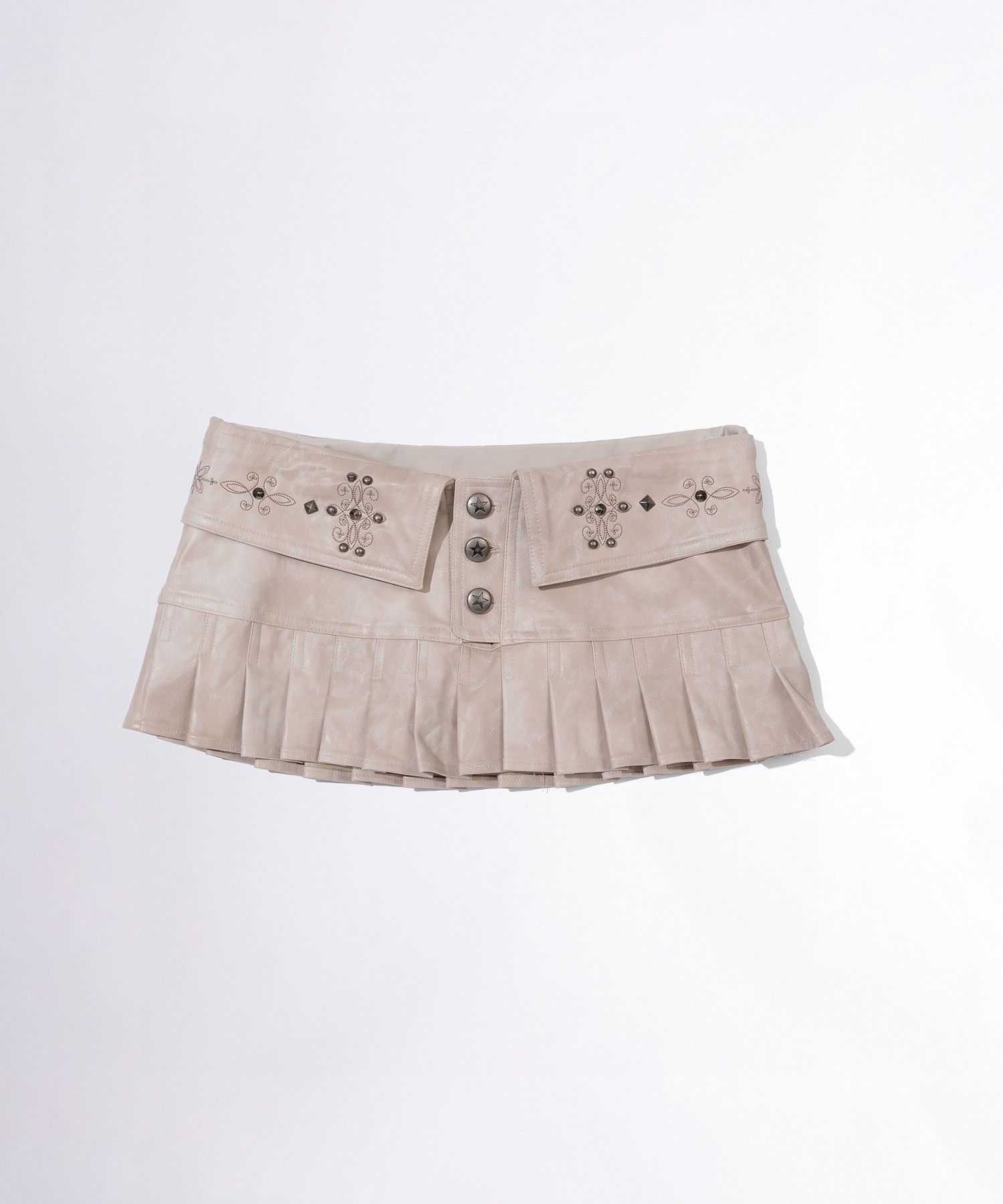 MUSINSA公式 | SCULPTOR Western Faux Leather Micro Skirt Ivory