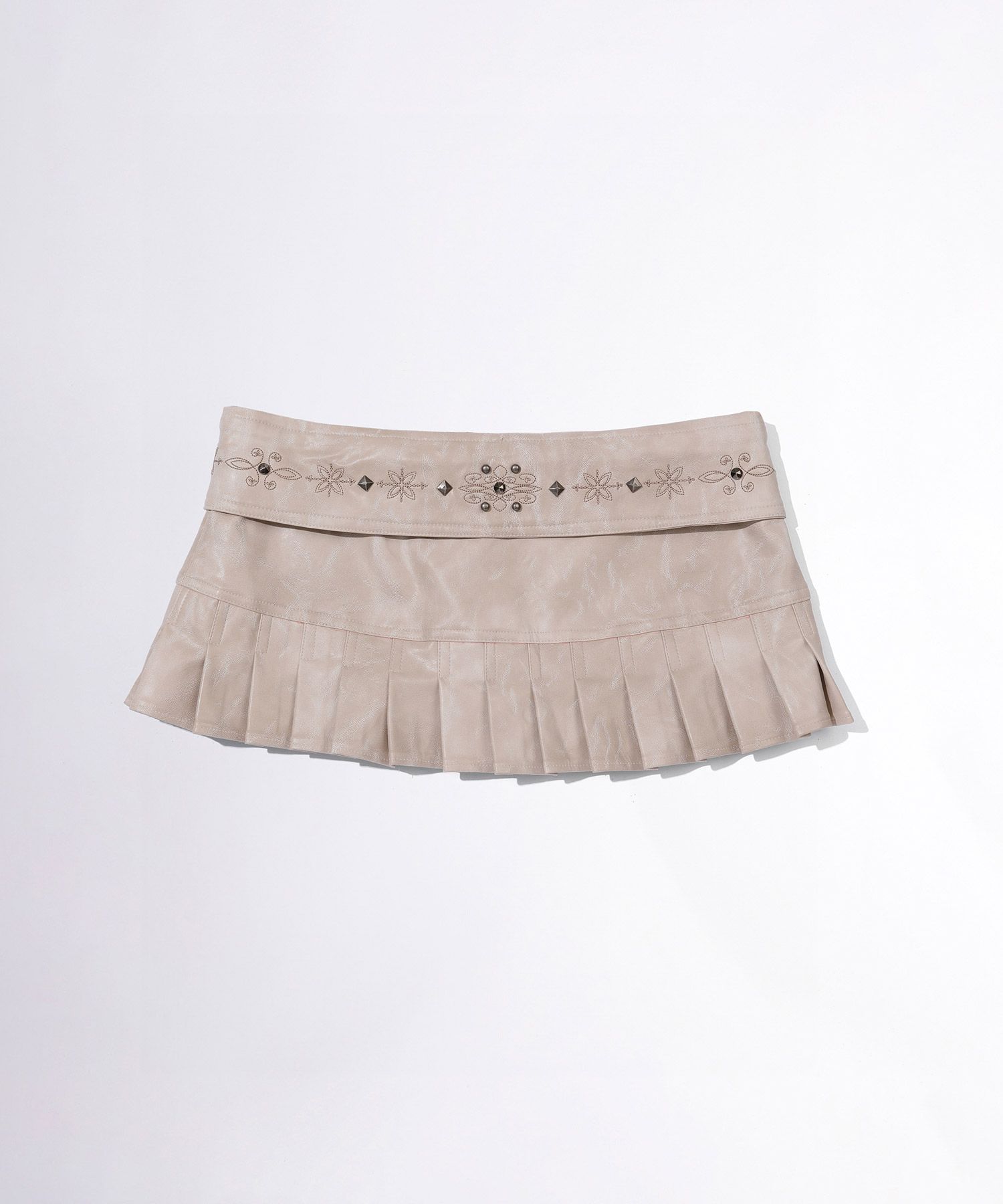 MUSINSA公式 | SCULPTOR Western Faux Leather Micro Skirt Ivory