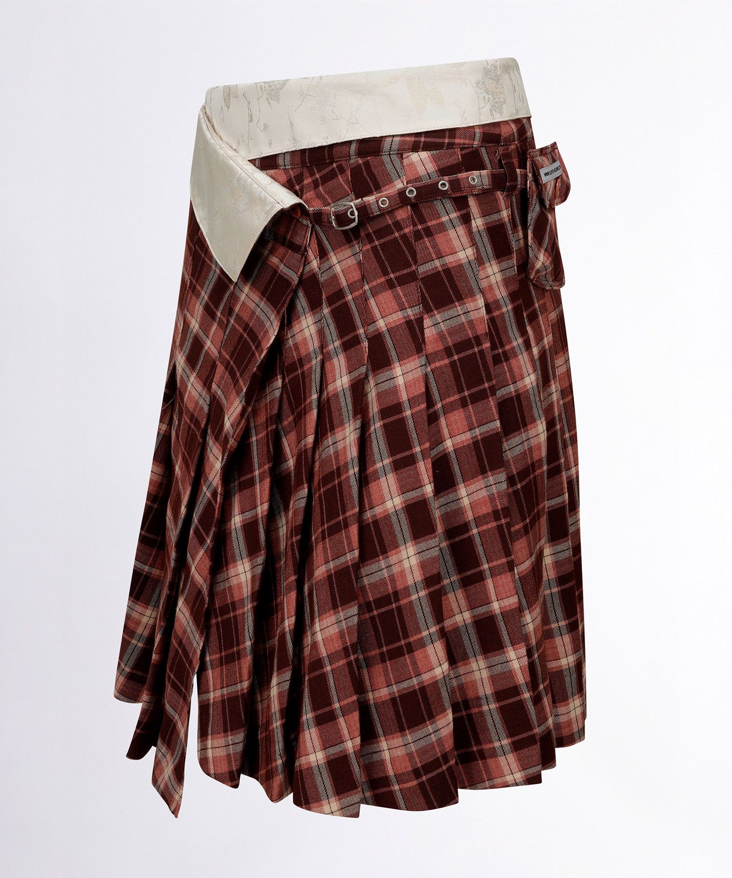 MUSINSA | SCULPTOR Folded Waist Plaid Skirt Red Check