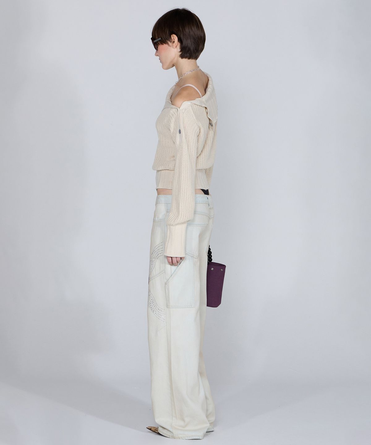 스컬프터(SCULPTOR) Funnel Neck Sweater Dirty White