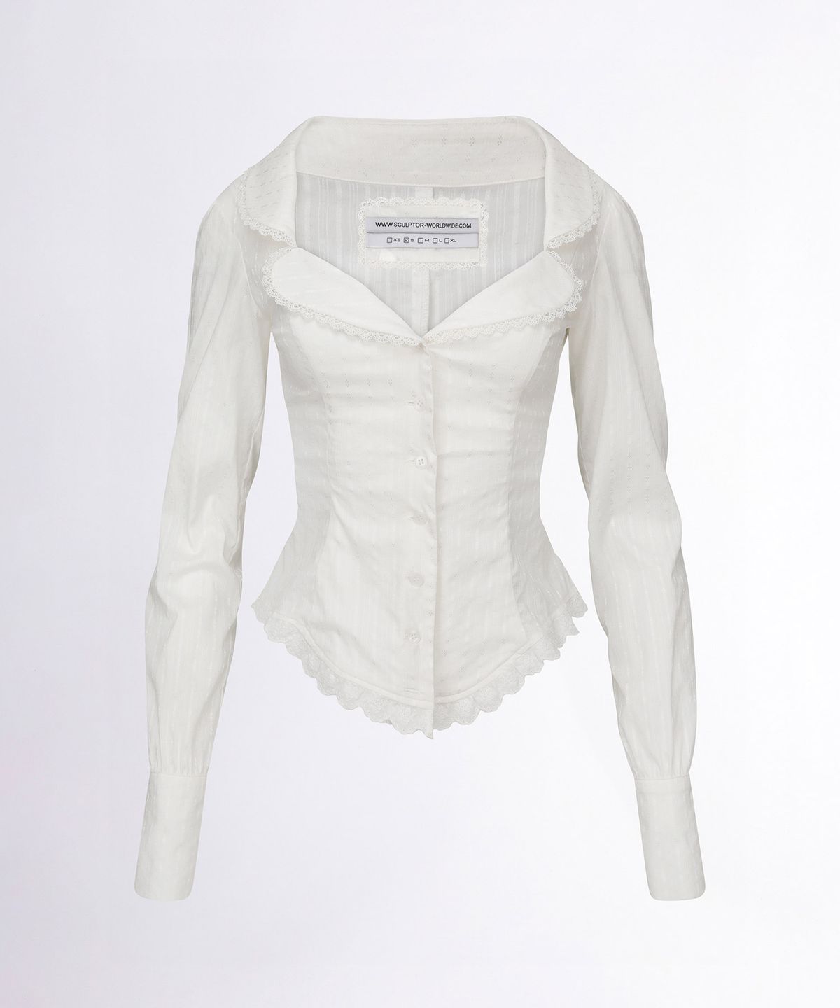스컬프터(SCULPTOR) Clover Leaf Neck Blouse Ivory