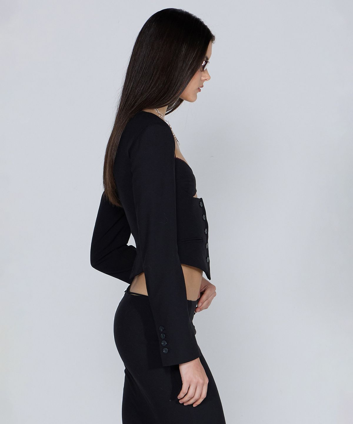 스컬프터(SCULPTOR) Bodices Two Piece Wool Blazer Black