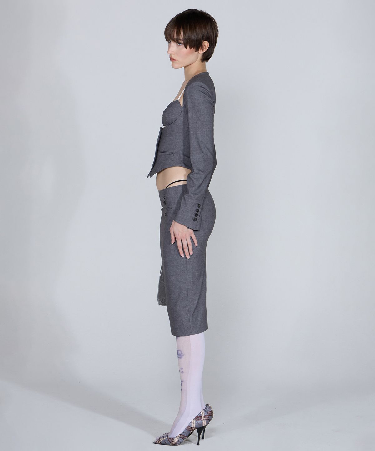 스컬프터(SCULPTOR) Bodices Two Piece Wool Blazer Gray