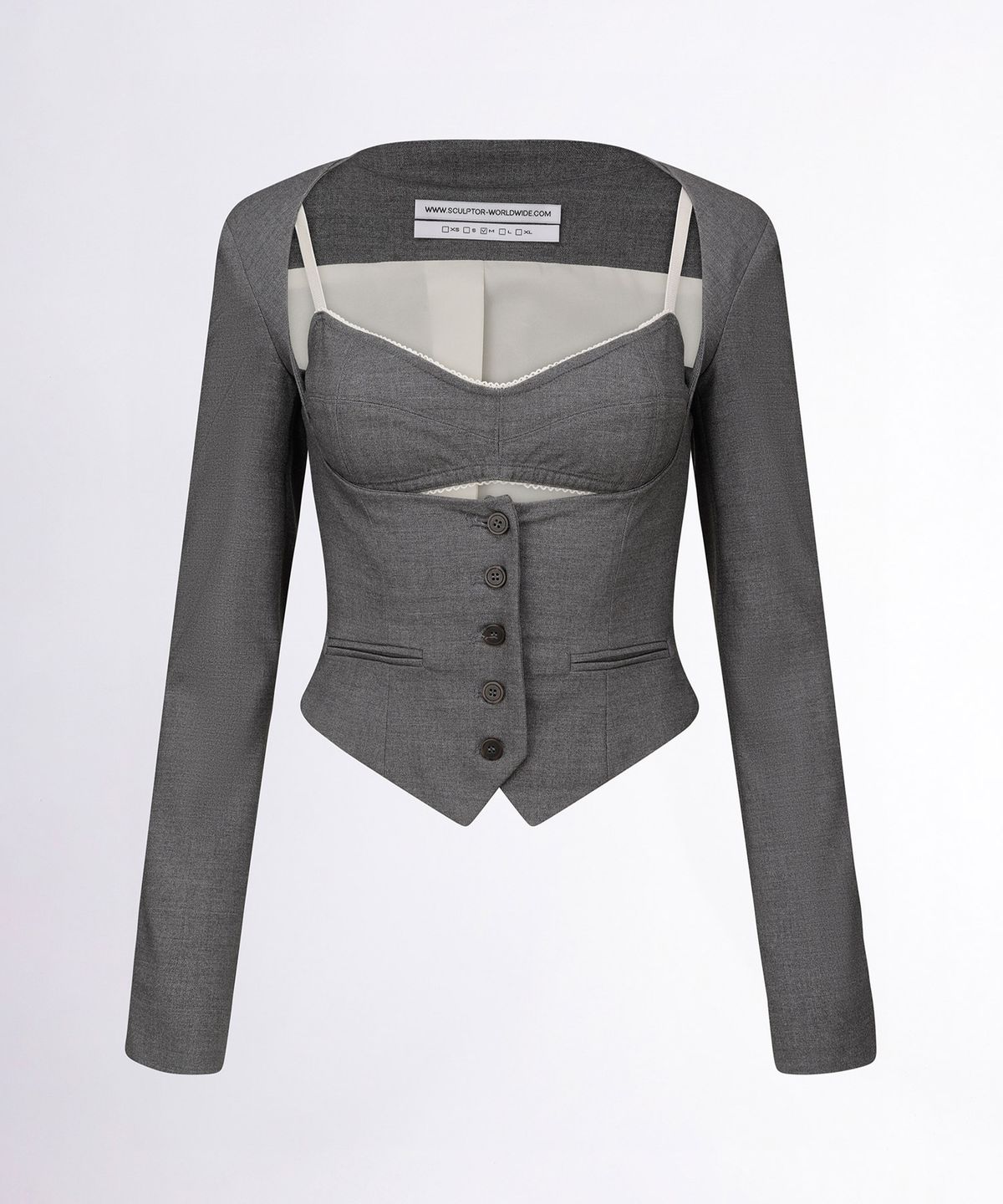 스컬프터(SCULPTOR) Bodices Two Piece Wool Blazer Gray