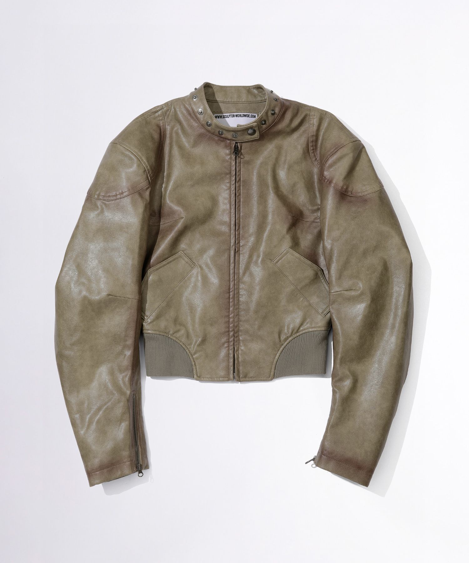 ★SCULPTOR★ Emboss Faux Leather Bomber Sage SC24A101GR MUSINSA | SCULPTOR Emboss Faux Leather Bomber Sage