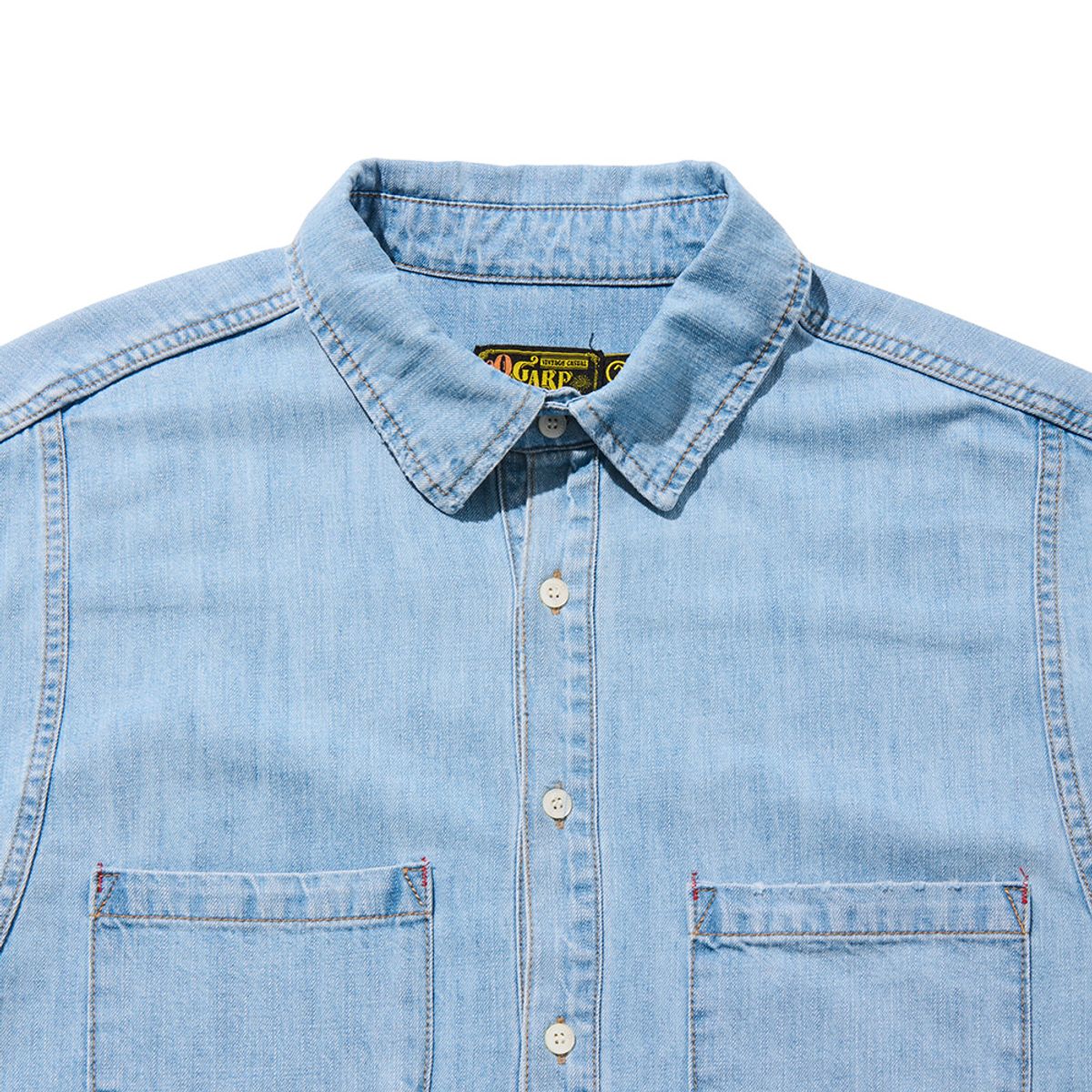 오가프(OGARP) Patchwork Panneled Denim Shirket Lightblue