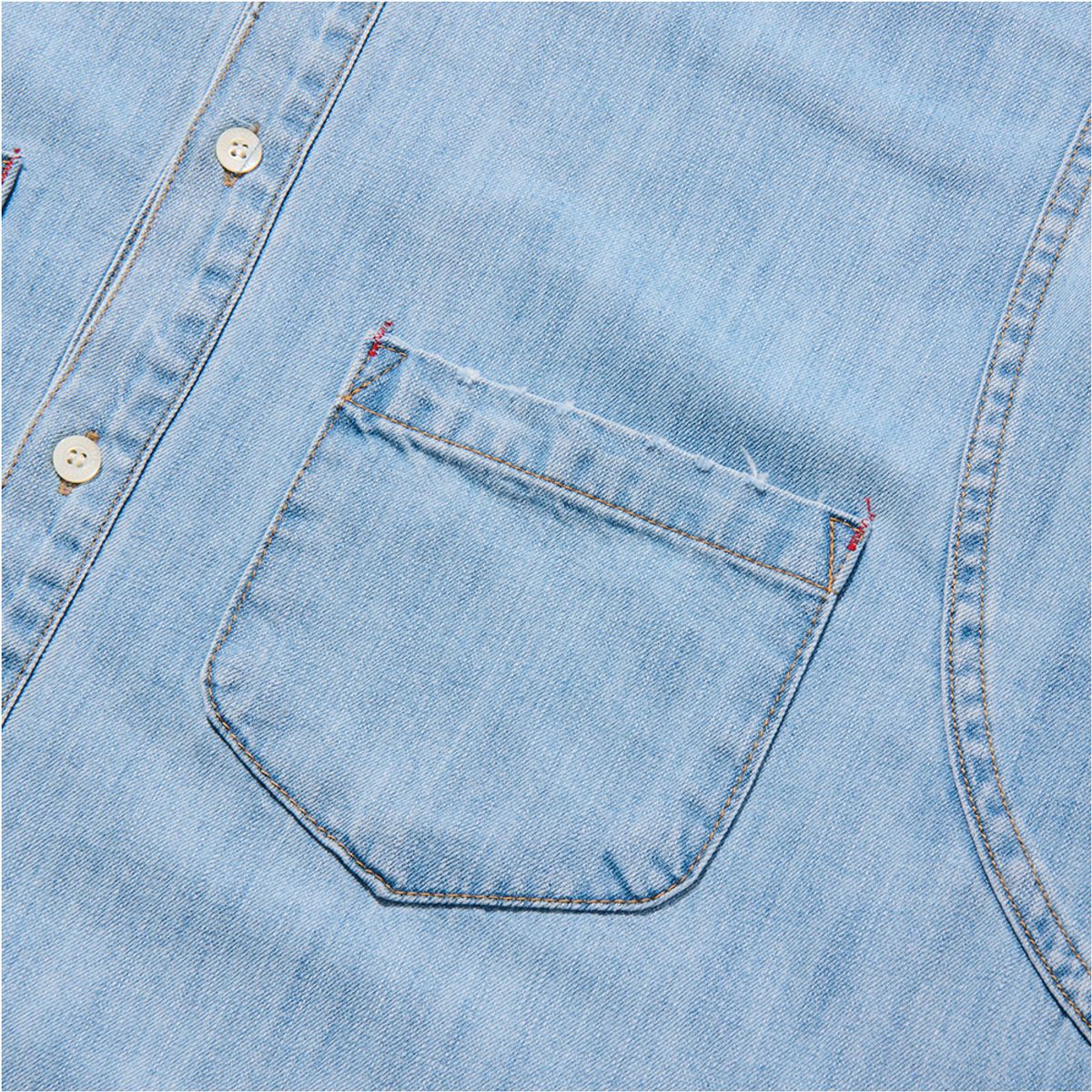 오가프(OGARP) Patchwork Panneled Denim Shirket Lightblue