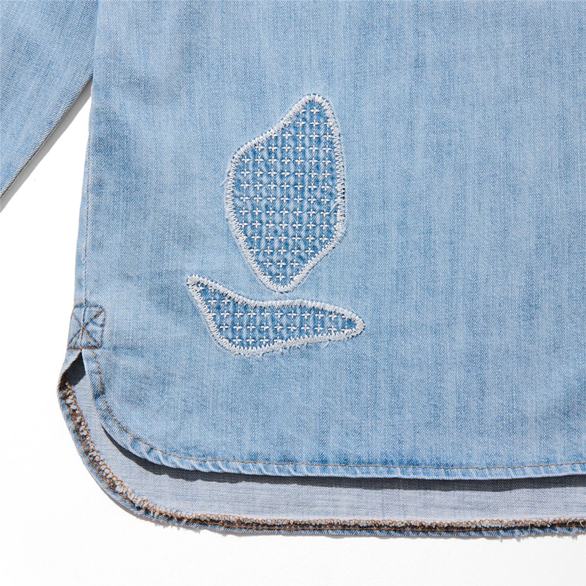 오가프(OGARP) Patchwork Panneled Denim Shirket Lightblue