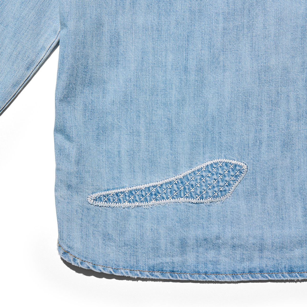 오가프(OGARP) Patchwork Panneled Denim Shirket Lightblue