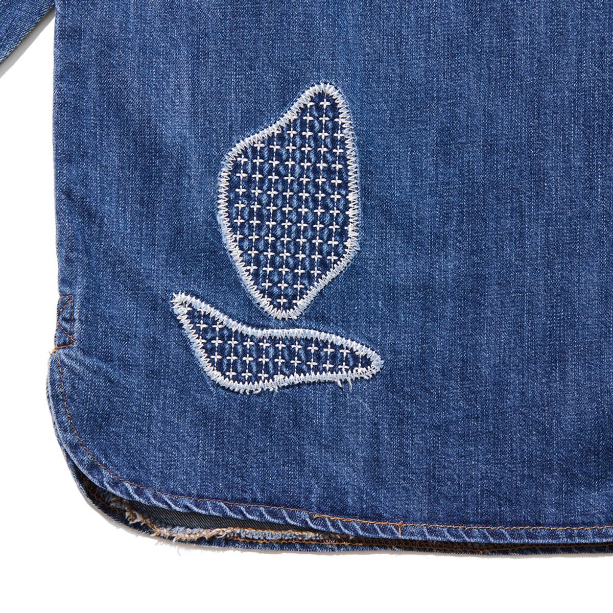 오가프(OGARP) Patchwork Panneled Denim Shirket Darkblue