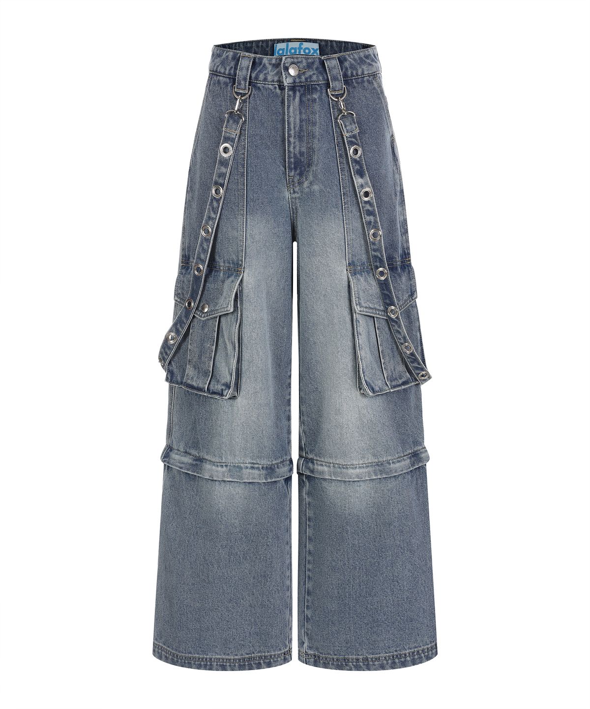 라라폭스(LALAFOX) STRAP POCKET DENIM PANTS BLUE BQ4DP002