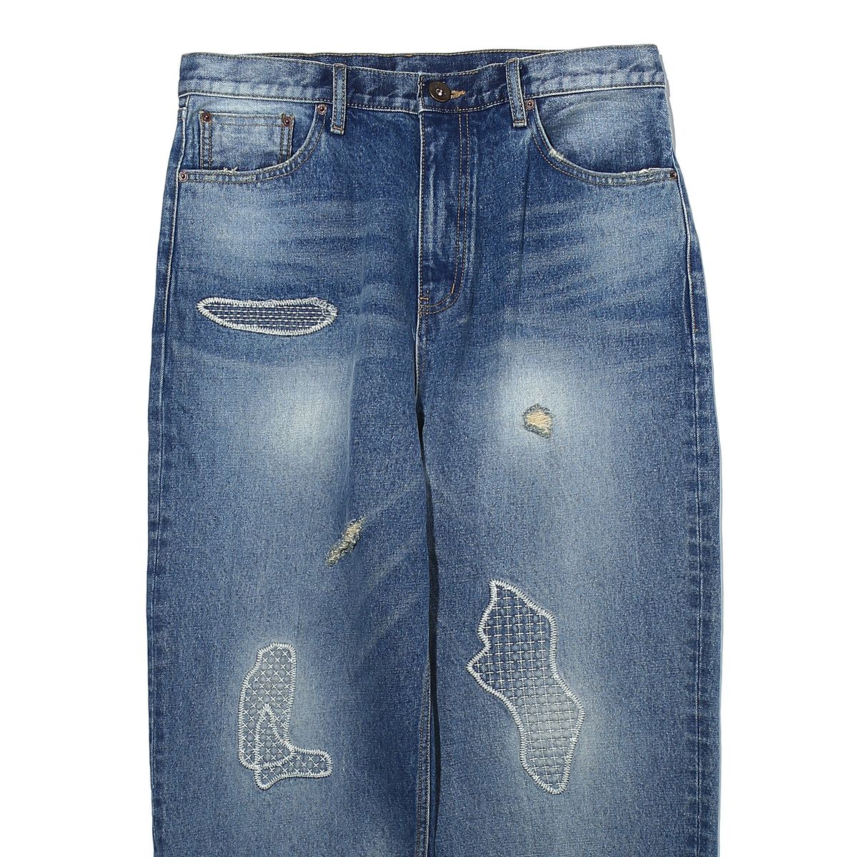 오가프(OGARP) Patchwork Panneled Denim Pants Darkblue