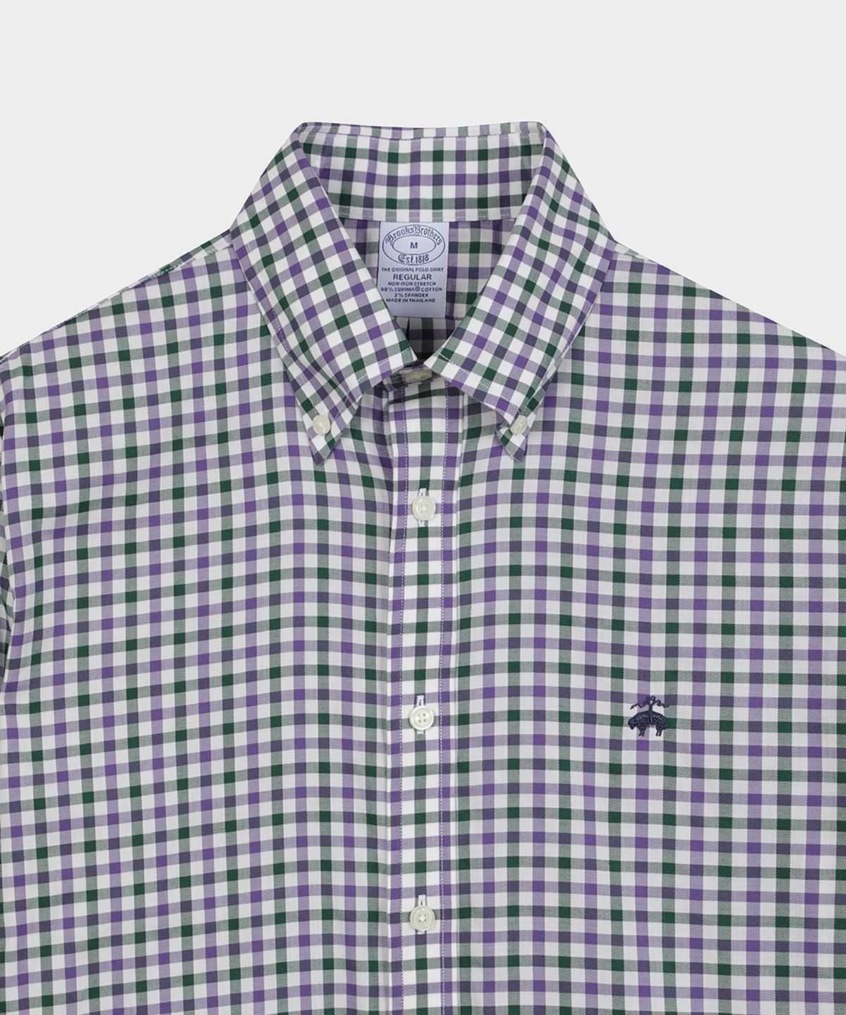 브룩스 브라더스(BROOKS BROTHERS) 레귤러핏 논아이론 트윌 체크 셔츠 (다크그린) (BBTHMM9890JEF)