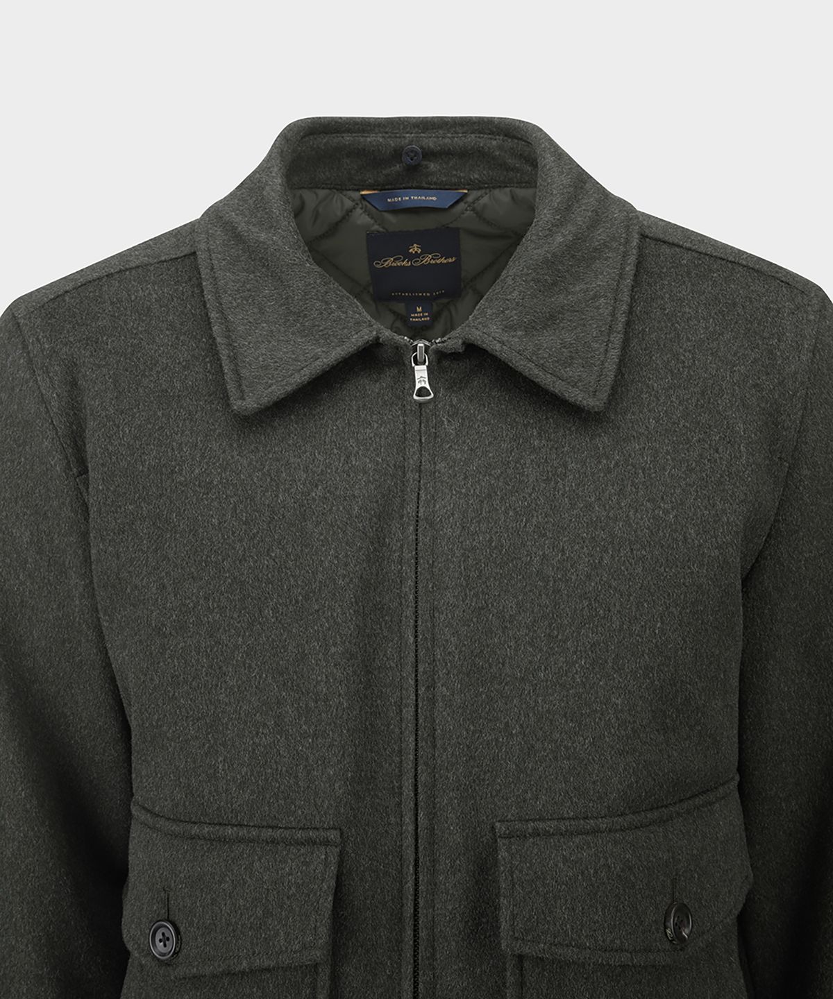 브룩스 브라더스(BROOKS BROTHERS) 시어링 칼라 항공 점퍼 (올리브) (BBOJMM4869KEF)