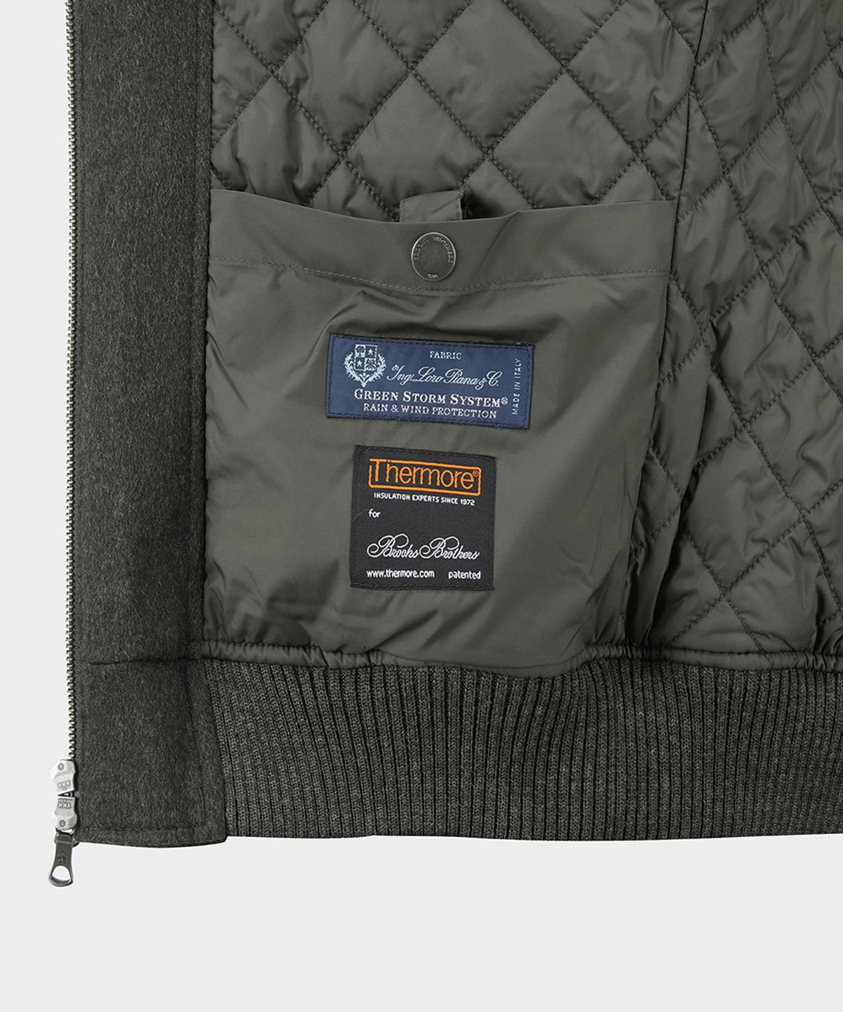 브룩스 브라더스(BROOKS BROTHERS) 시어링 칼라 항공 점퍼 (올리브) (BBOJMM4869KEF)