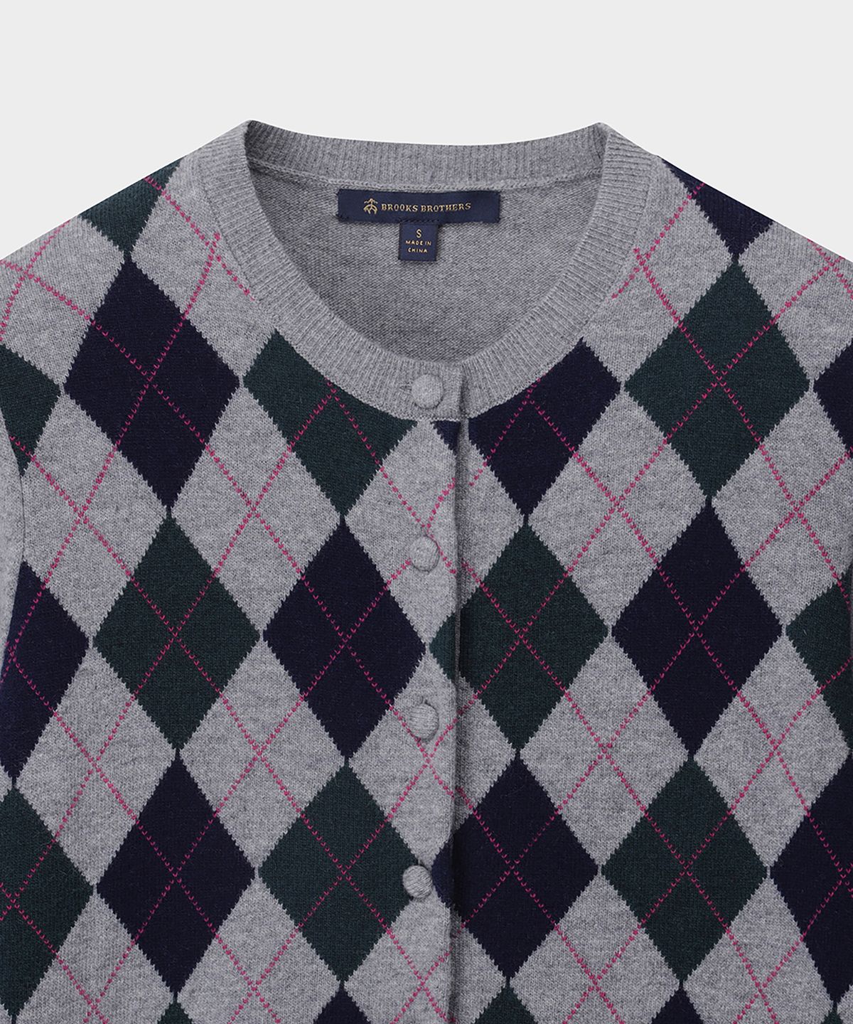 브룩스 브라더스(BROOKS BROTHERS) 메리노울 아가일 가디건 (핑크) (BBWCWF4045CEF)