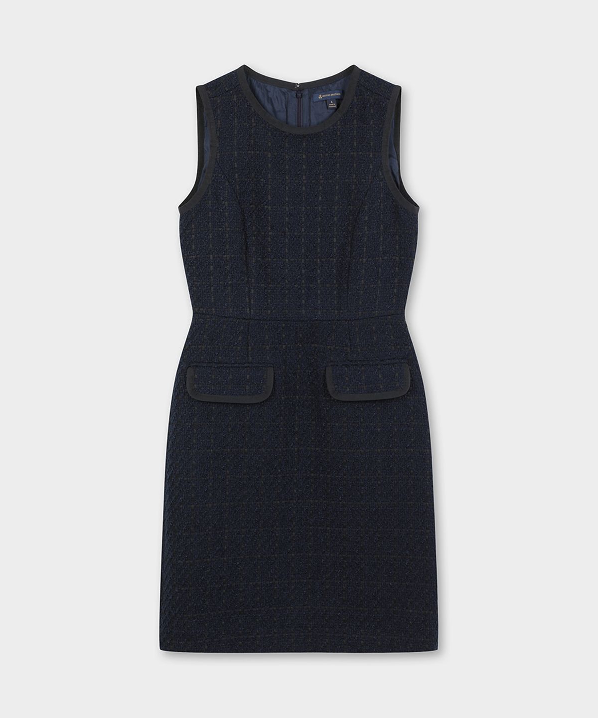 브룩스 브라더스(BROOKS BROTHERS) 부클 슬리브리스 원피스 (네이비) (BBDZWF4150QEF)