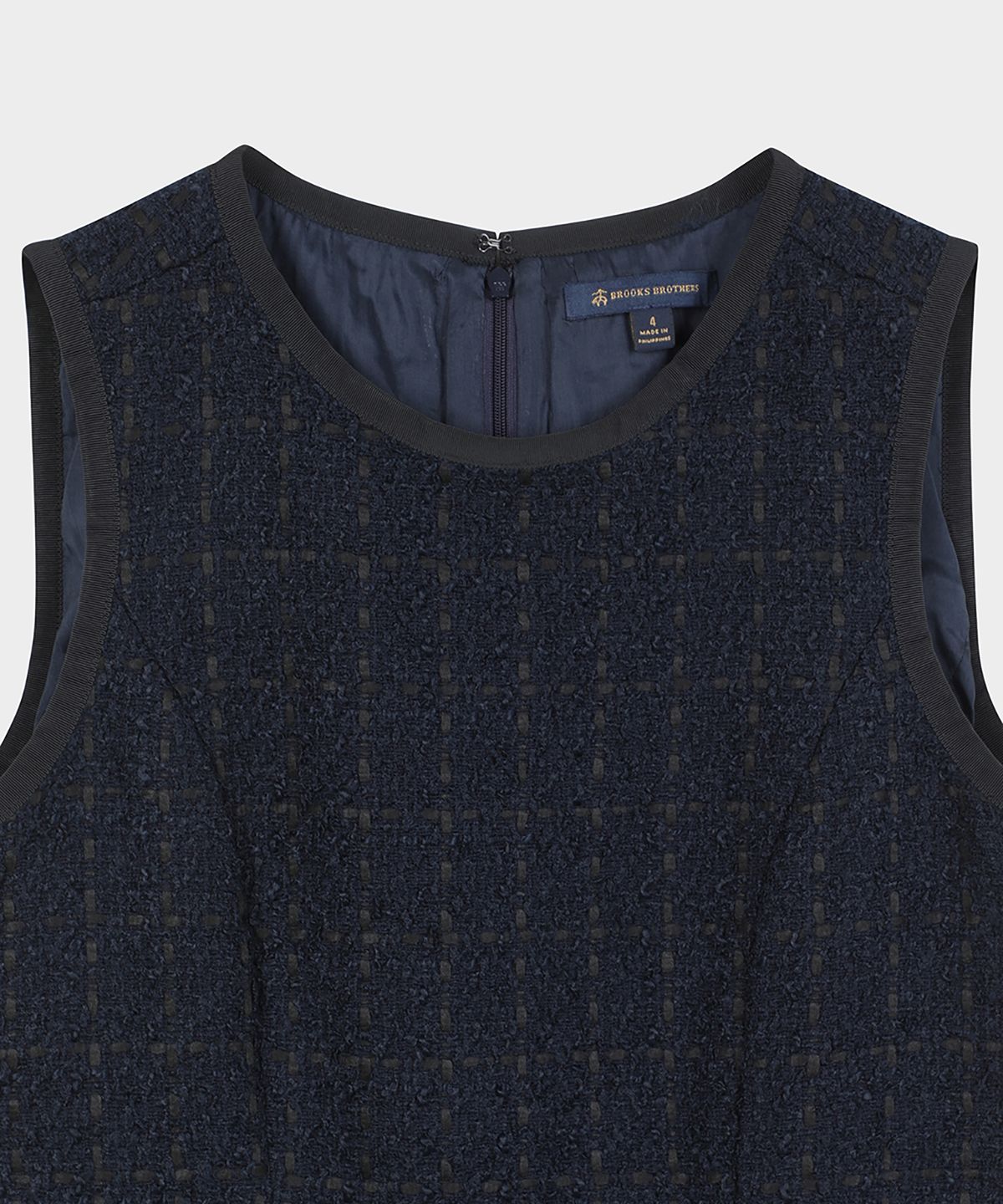 브룩스 브라더스(BROOKS BROTHERS) 부클 슬리브리스 원피스 (네이비) (BBDZWF4150QEF)
