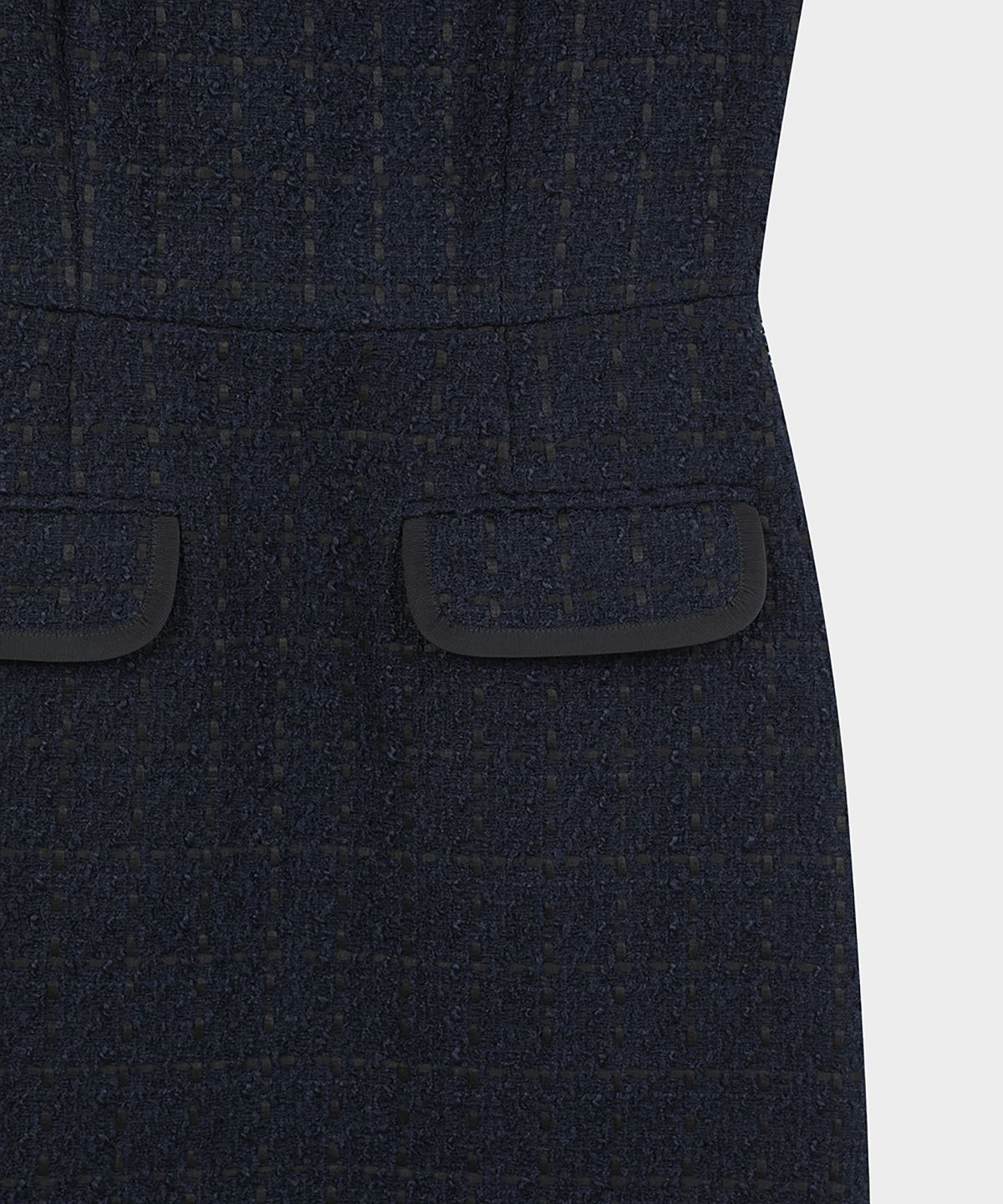 브룩스 브라더스(BROOKS BROTHERS) 부클 슬리브리스 원피스 (네이비) (BBDZWF4150QEF)
