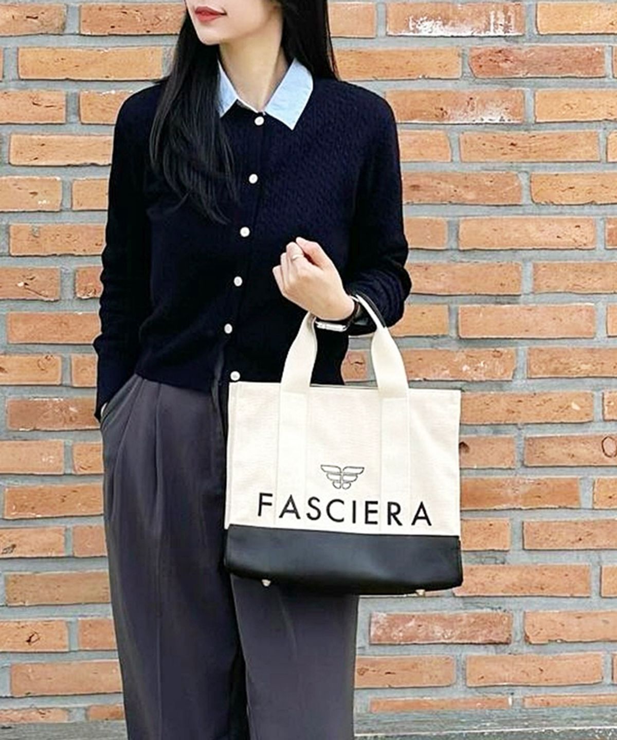 파시에라(FASCIERA) 클래식 레더콤비 스퀘어 토트백_아리아스12