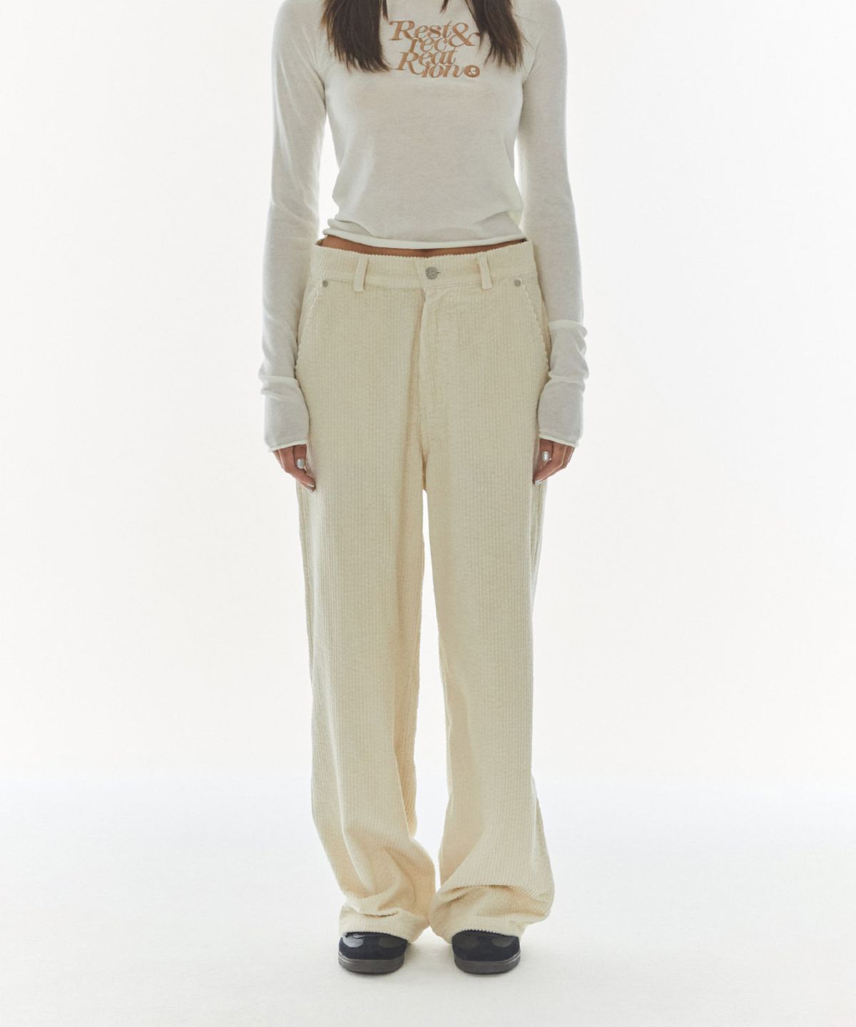 레스트앤레크레이션(REST&RECREATION) LOGO CORDUROY PANTS - IVORY