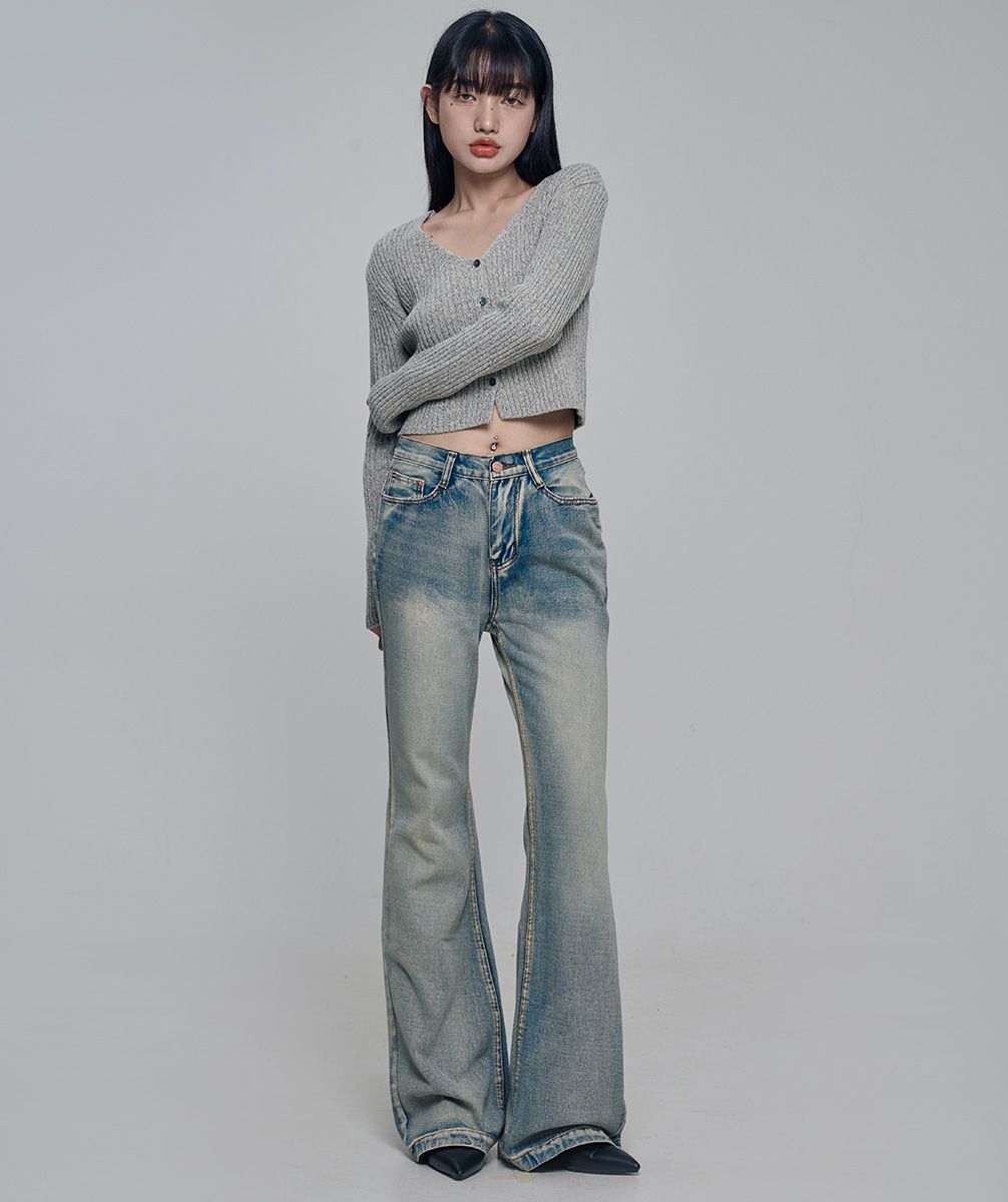 MUSINSA | CHICKS Ellie Low Bootcut Pants Light denim