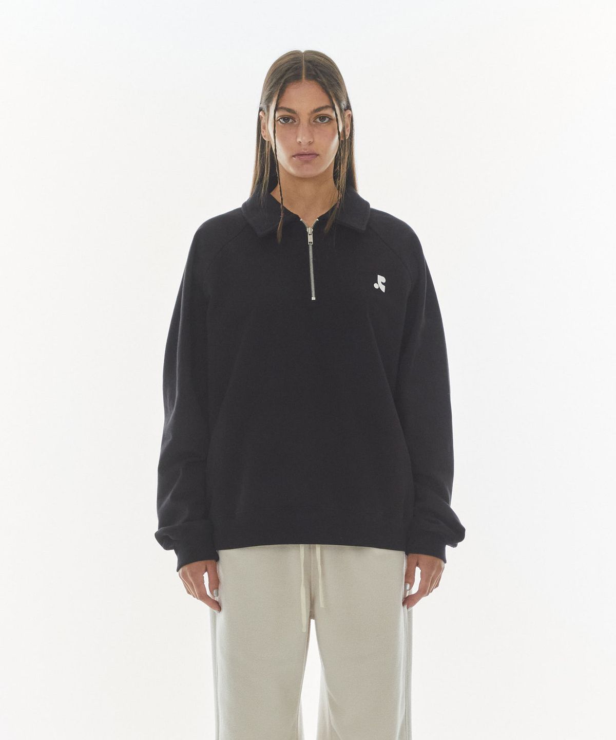 레스트앤레크레이션(REST&RECREATION) COLLAR RAGLAN SWEATSHIRT - BLACK