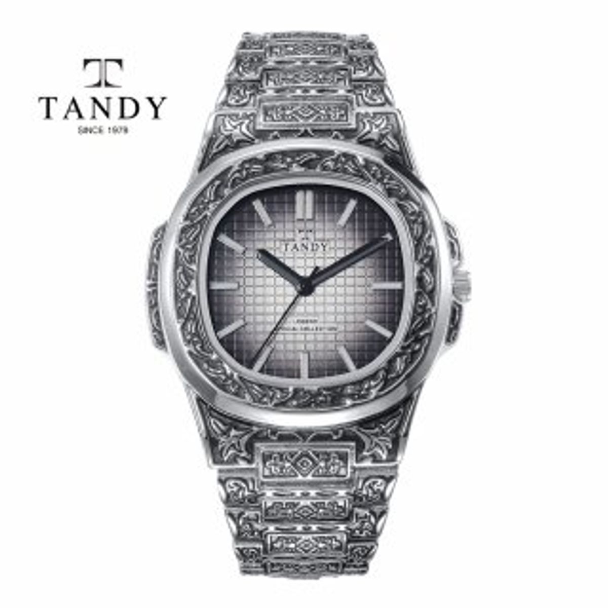 탠디(TANDY) 인그레이빙 라인 남성 메탈  손목 시계 T-6295