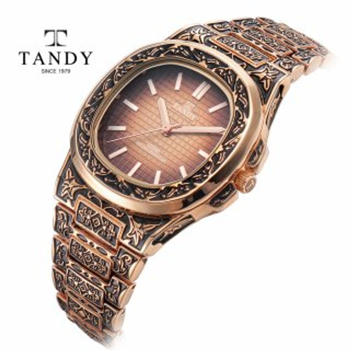 탠디(TANDY) 인그레이빙 라인 남성 메탈  손목 시계 T-6295