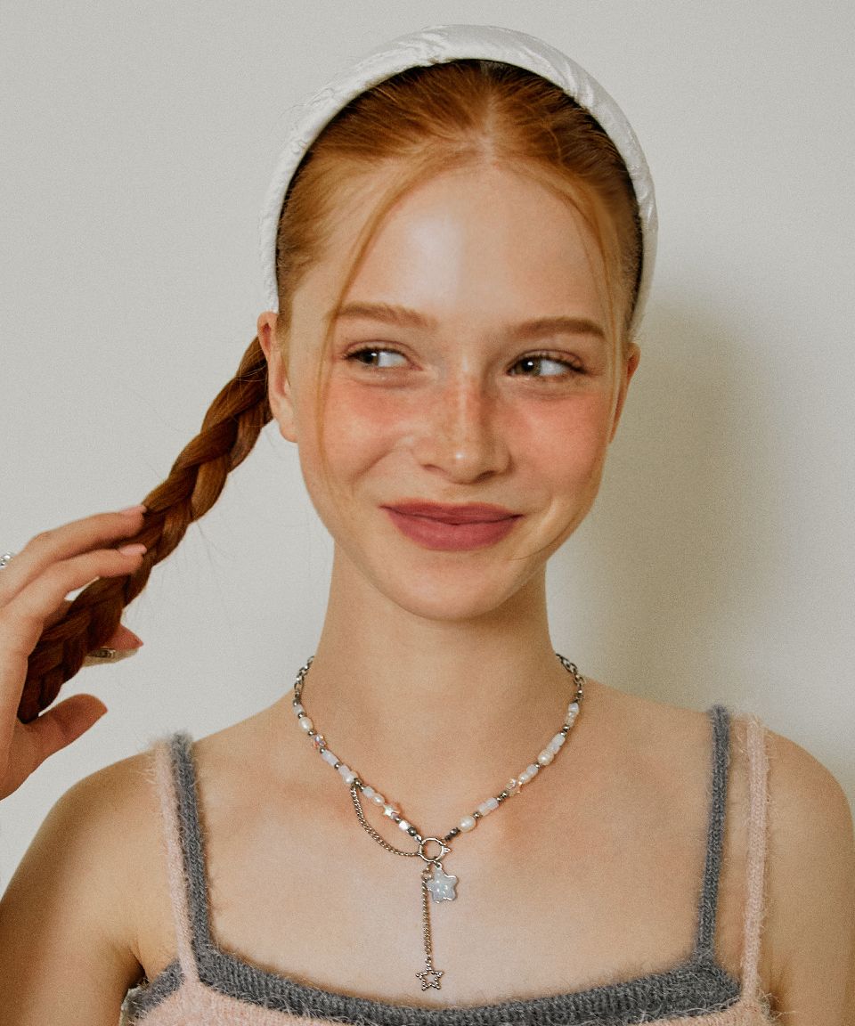 MUSINSA | VVV Aurora Star Pearl Chain Drop Surgical Necklace