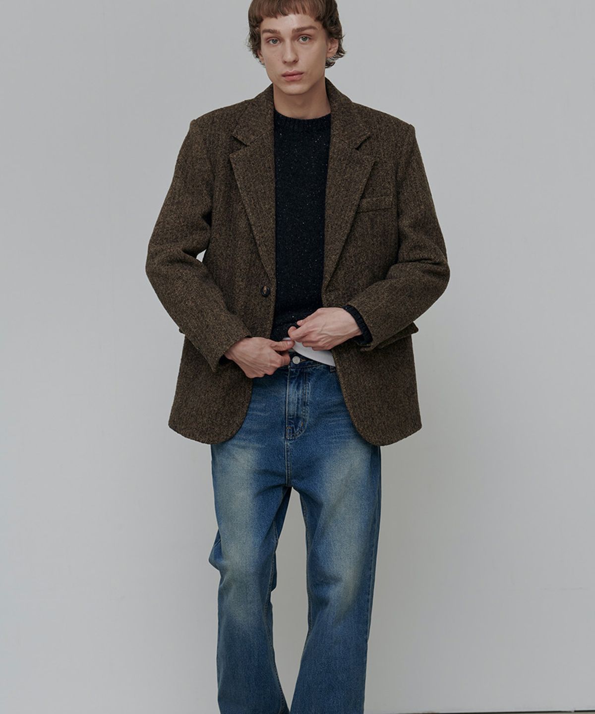애니타임로릭(ANYTIME LOREAK) DAISY OVER SIZED BLAZER-BROWN