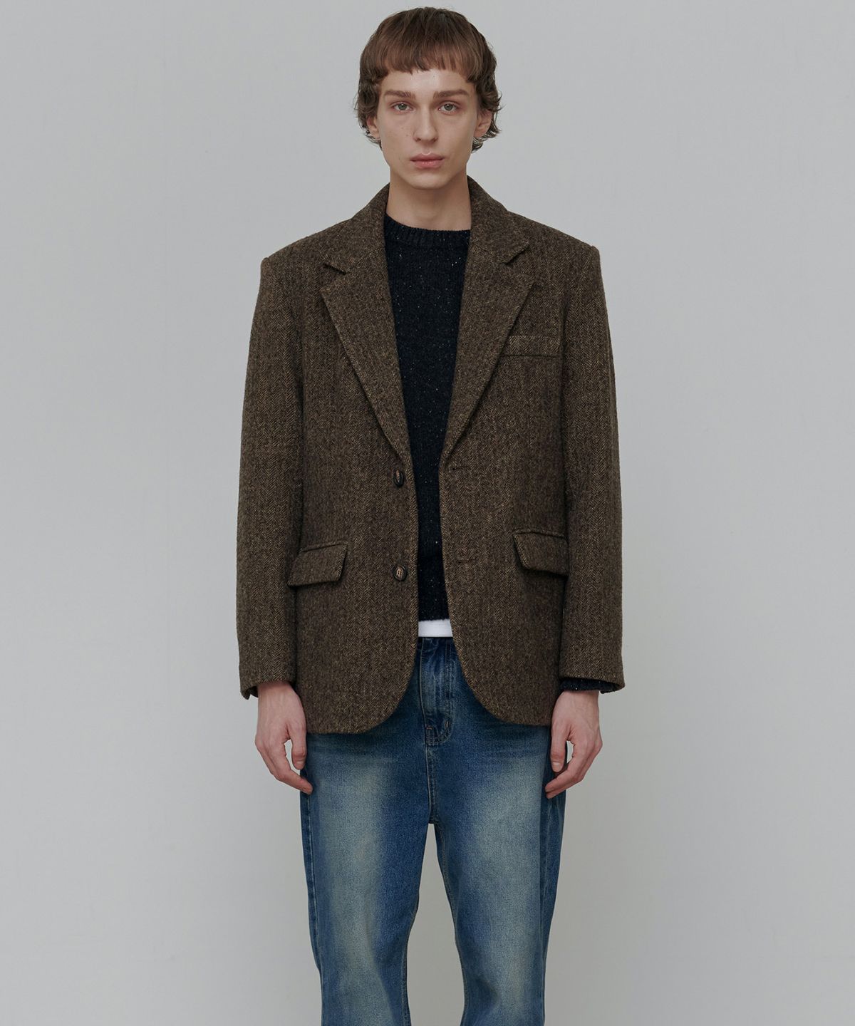 애니타임로릭(ANYTIME LOREAK) DAISY OVER SIZED BLAZER-BROWN