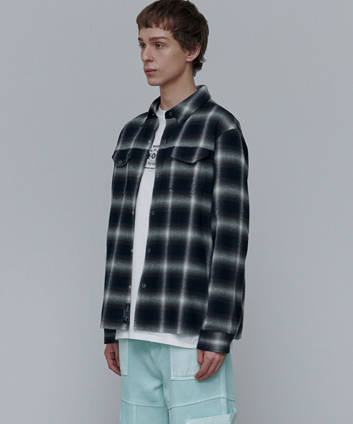 애니타임로릭(ANYTIME LOREAK) VIOLA CHECK SHIRT-GREEN