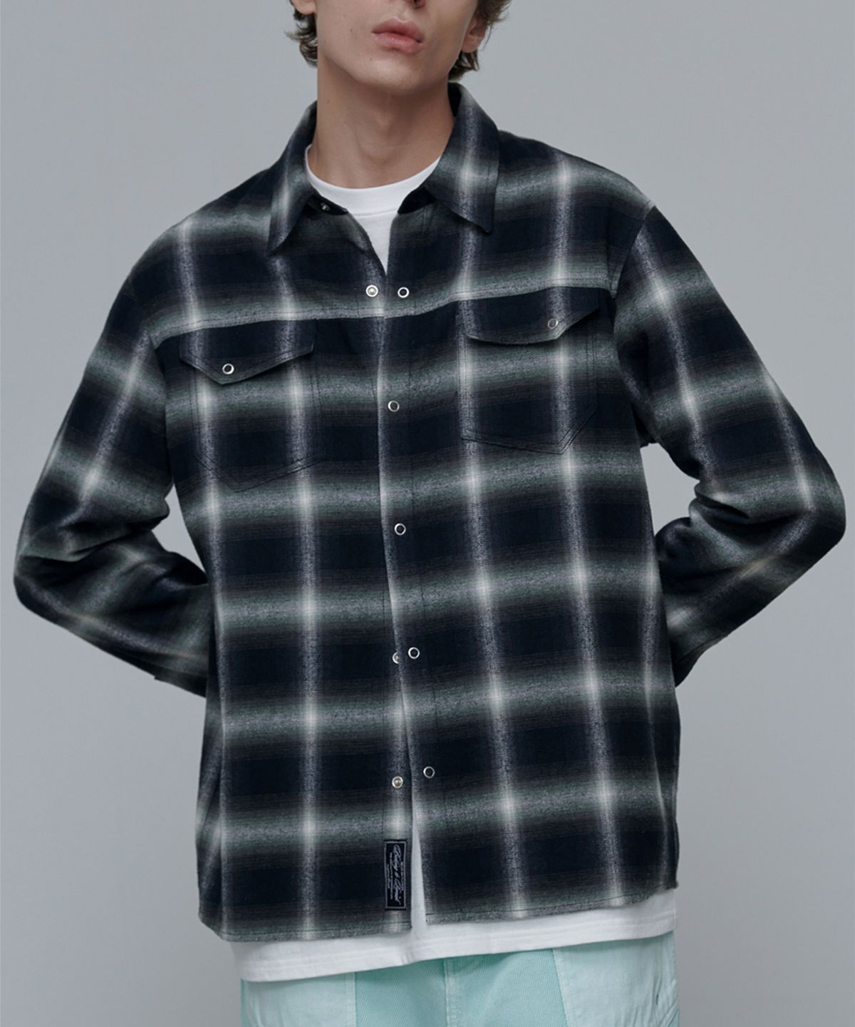 애니타임로릭(ANYTIME LOREAK) VIOLA CHECK SHIRT-GREEN