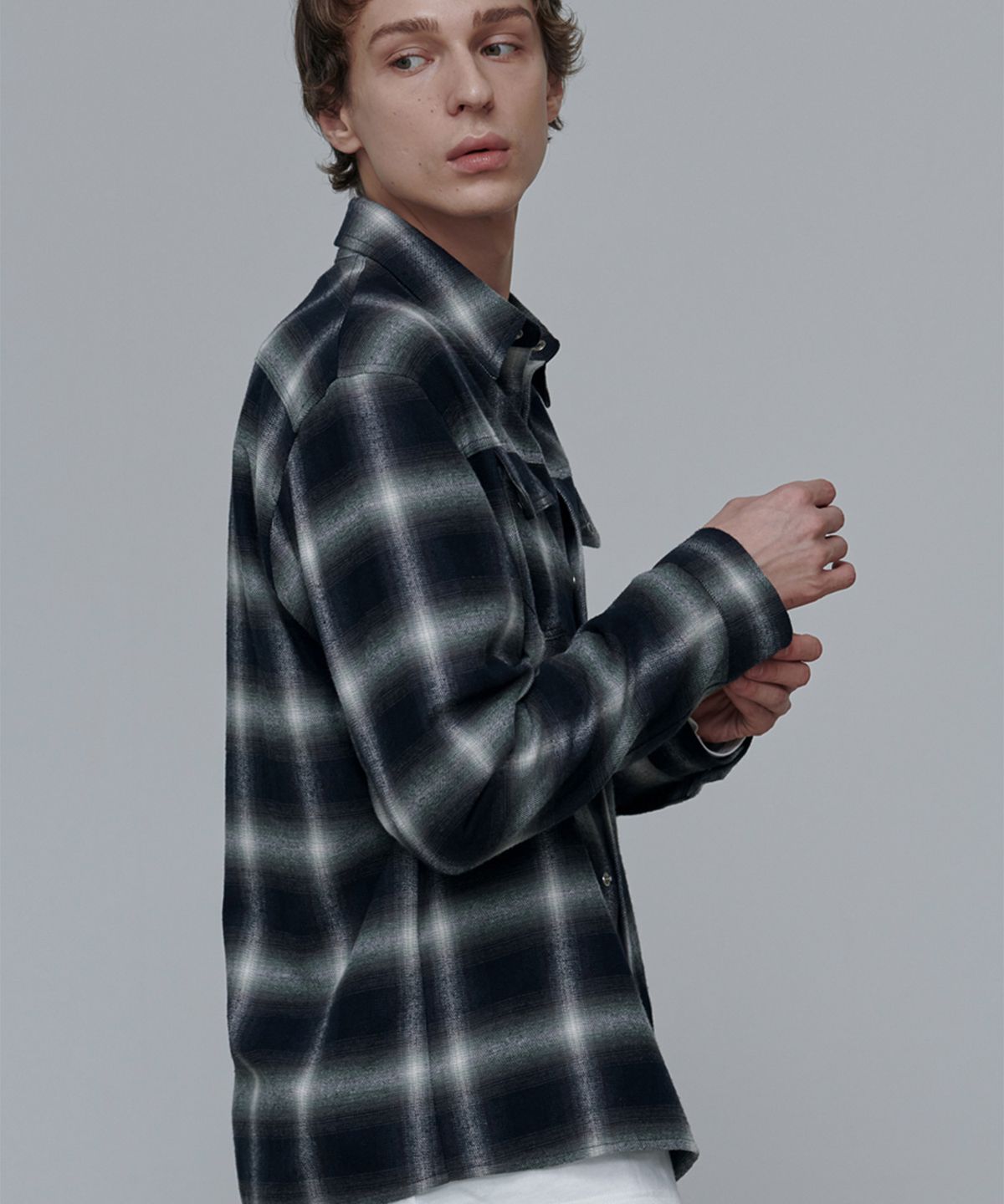 애니타임로릭(ANYTIME LOREAK) VIOLA CHECK SHIRT-GREEN