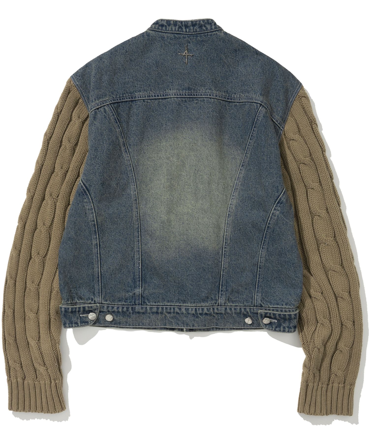MUSINSA公式 | NOT4NERD Knit Sleeve Denim Jacket - Deep Blue