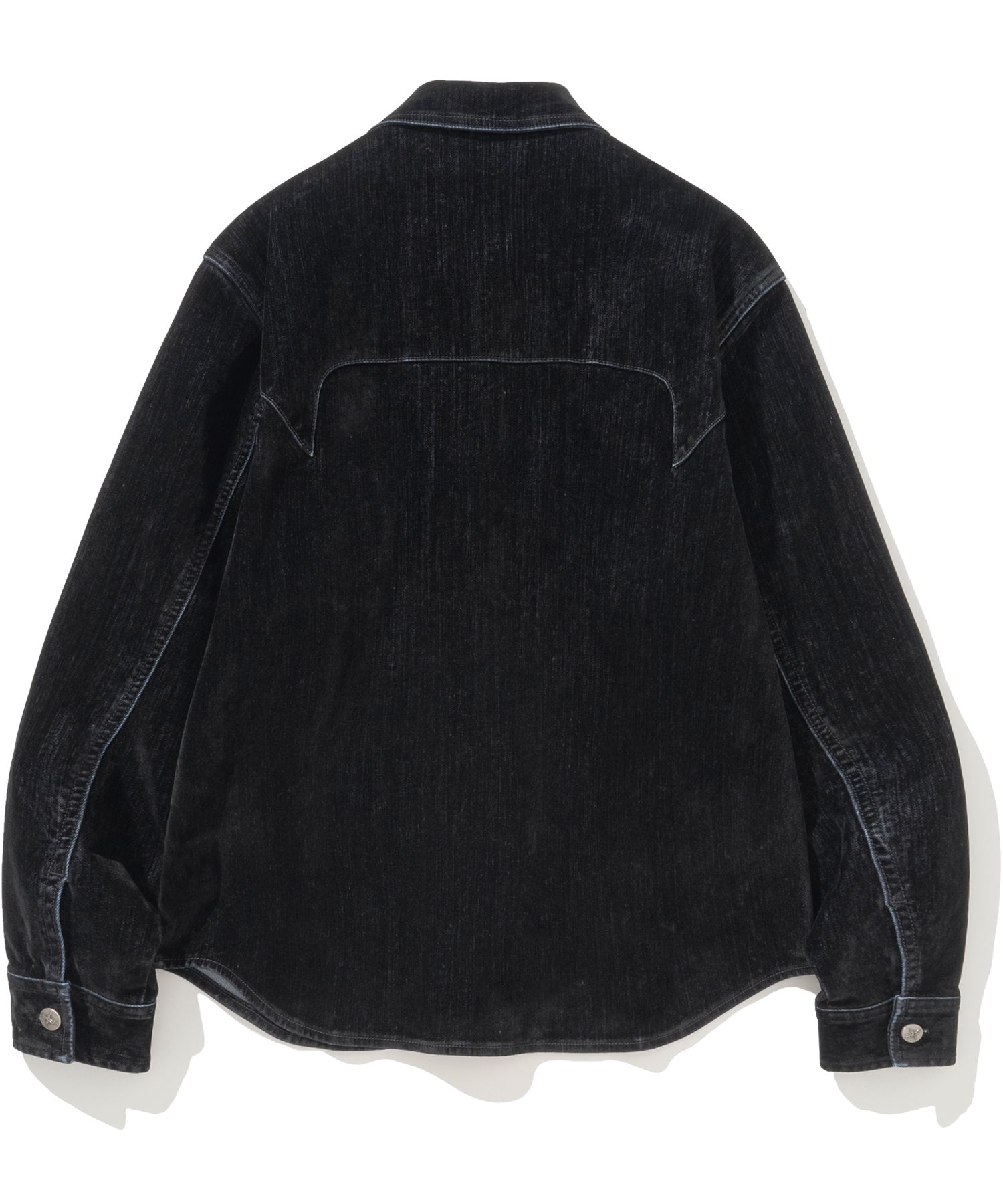 MUSINSA | NOT4NERD N4ND Offshoot Velvet Like Denim Shirt - Black