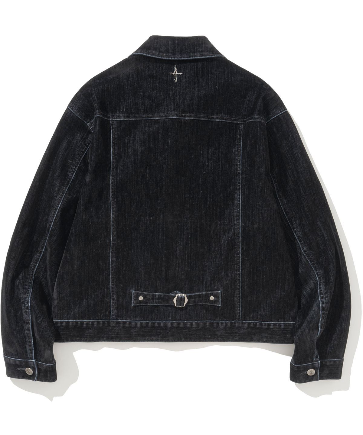 낫포너드(NOT4NERD) 4 Symbol Velvet Like Denim Trucker Jacket - Black