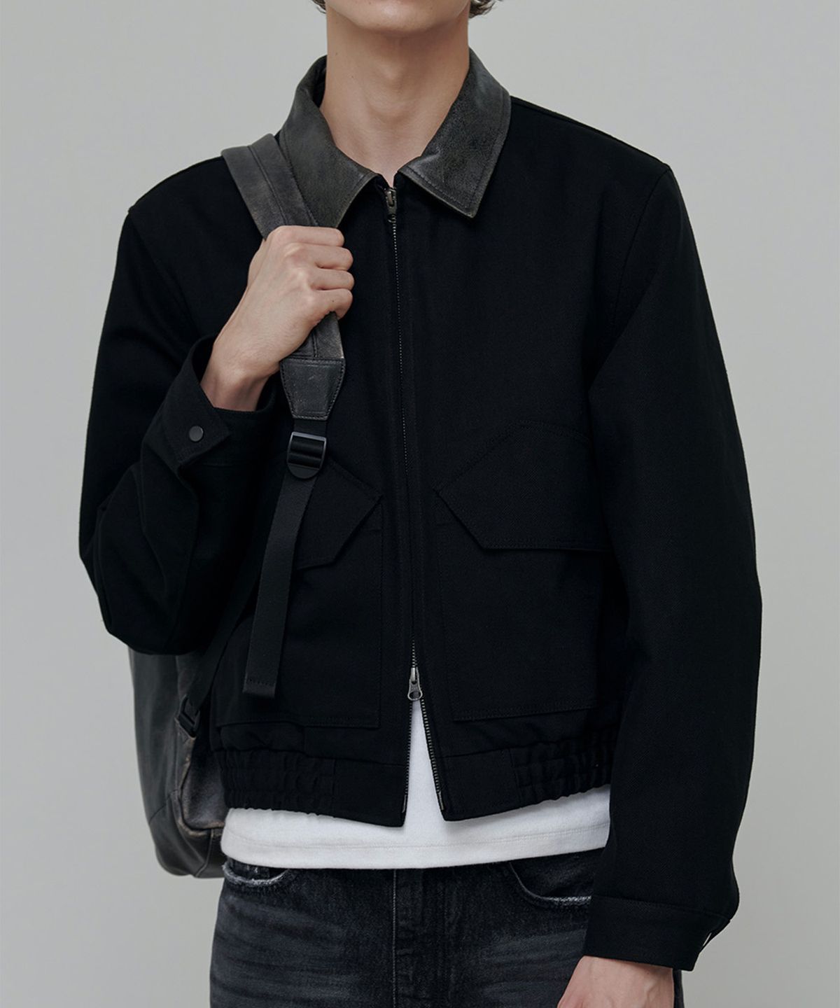 애니타임로릭(ANYTIME LOREAK) ASTA CROP WORK JACKET-BLACK