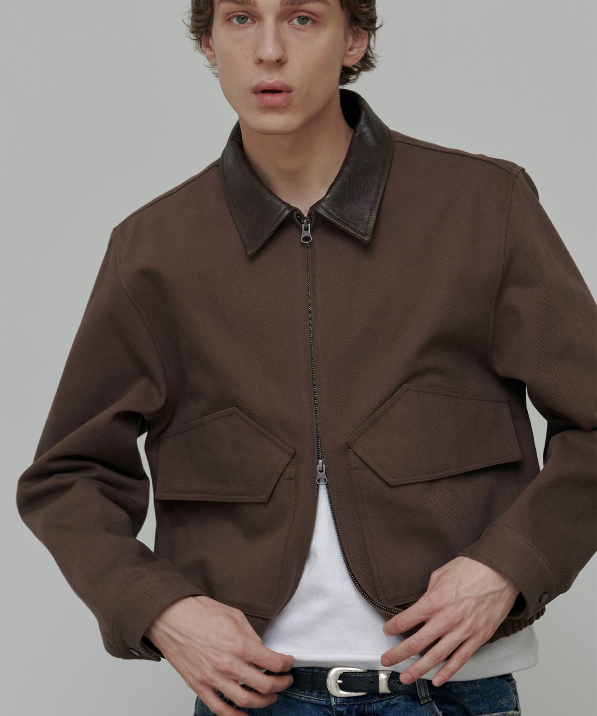 애니타임로릭(ANYTIME LOREAK) ASTA CROP WORK JACKET-BROWN