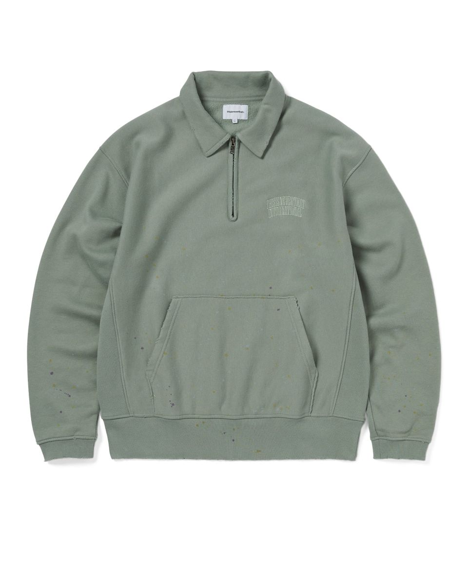MUSINSA公式 | thisisneverthat Damaged Half Zip Polo Sweatshirt