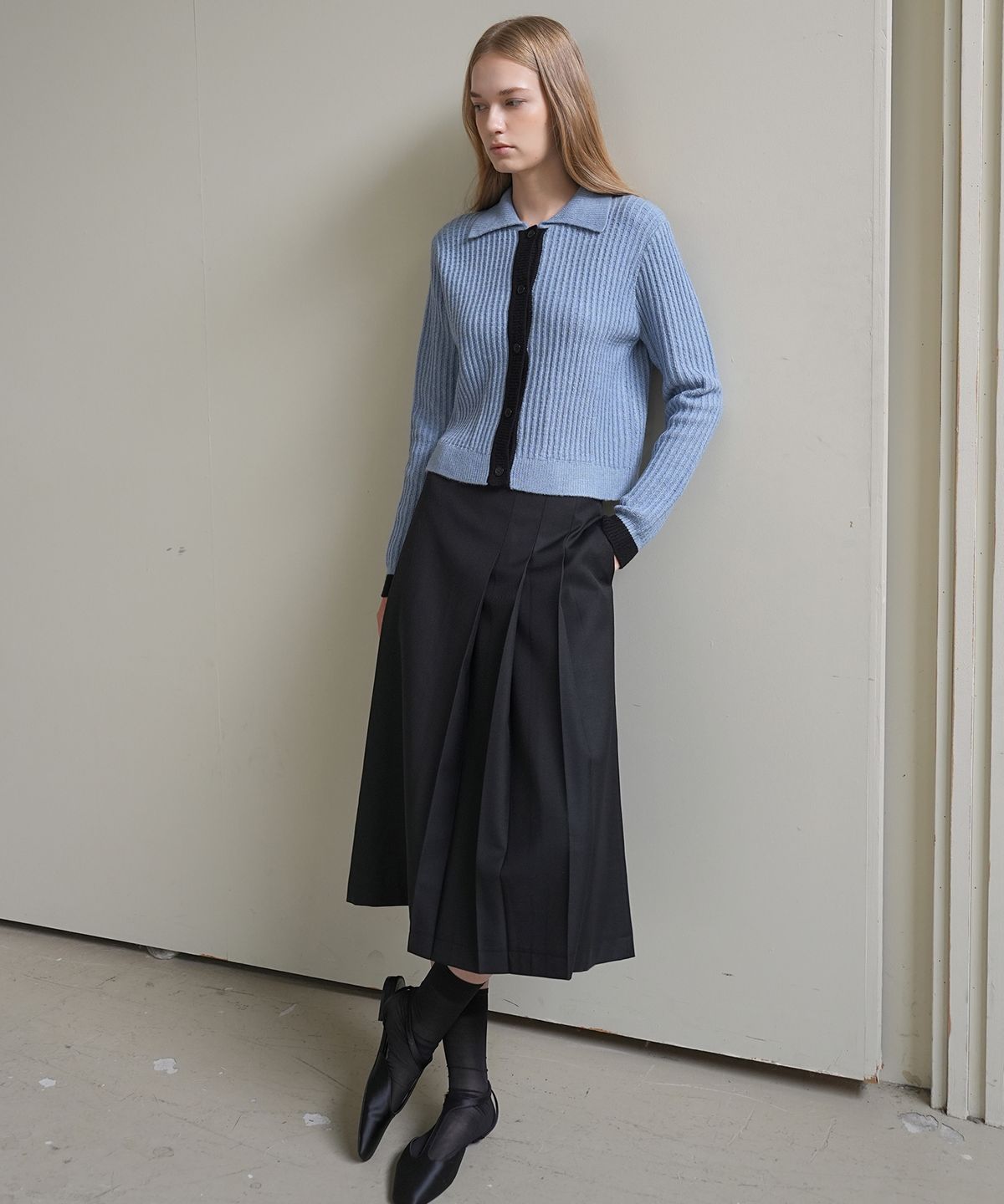 폴앤앨리스(PAUL&ALICE) COLOR BLOCK CARDIGAN / BLUE